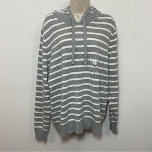 NWT JW Anderson Uniqlo Sweater Pullover Hoodie Medium Wool Cream Gray Striped.